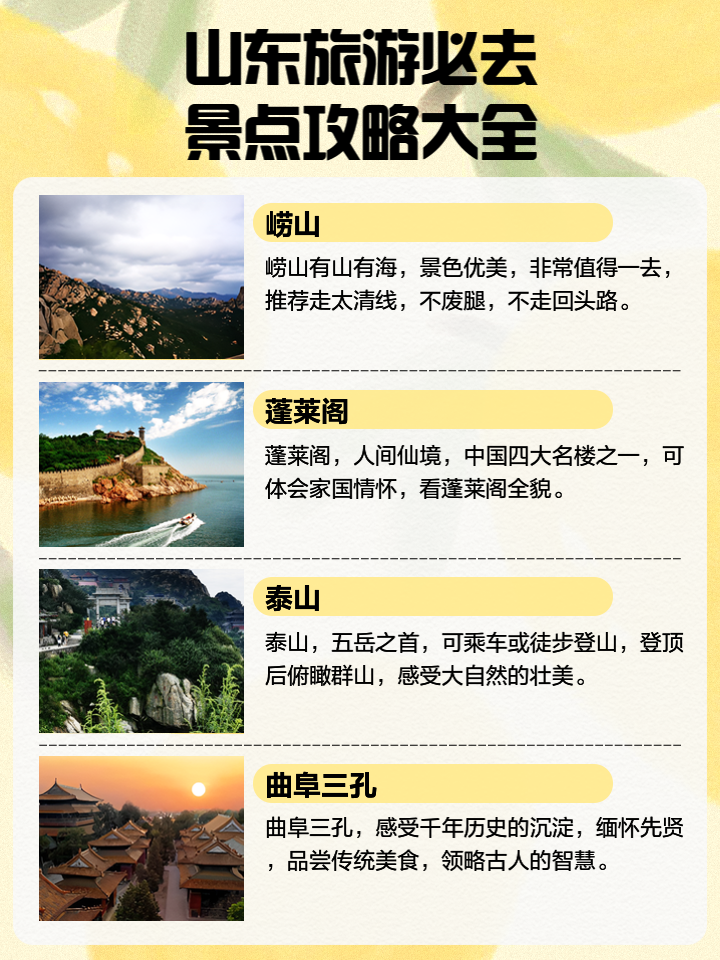 山東旅游景點(diǎn)一覽，美景盡收眼底，山東美景一覽，景點(diǎn)大全與盡收眼底之旅